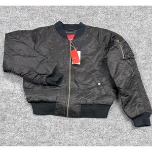 SouthPole‎ Vintage Black Bomber Jacket Junior Collection Size M Ribbed Cuffs